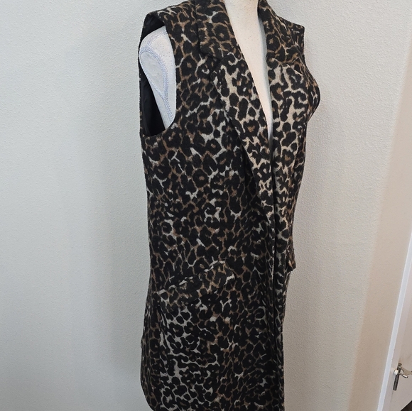 Dolce Cabo Leopard Longline Fleece Vest Jacket Open Front  Womens Large Viscose - Picture 16 of 16